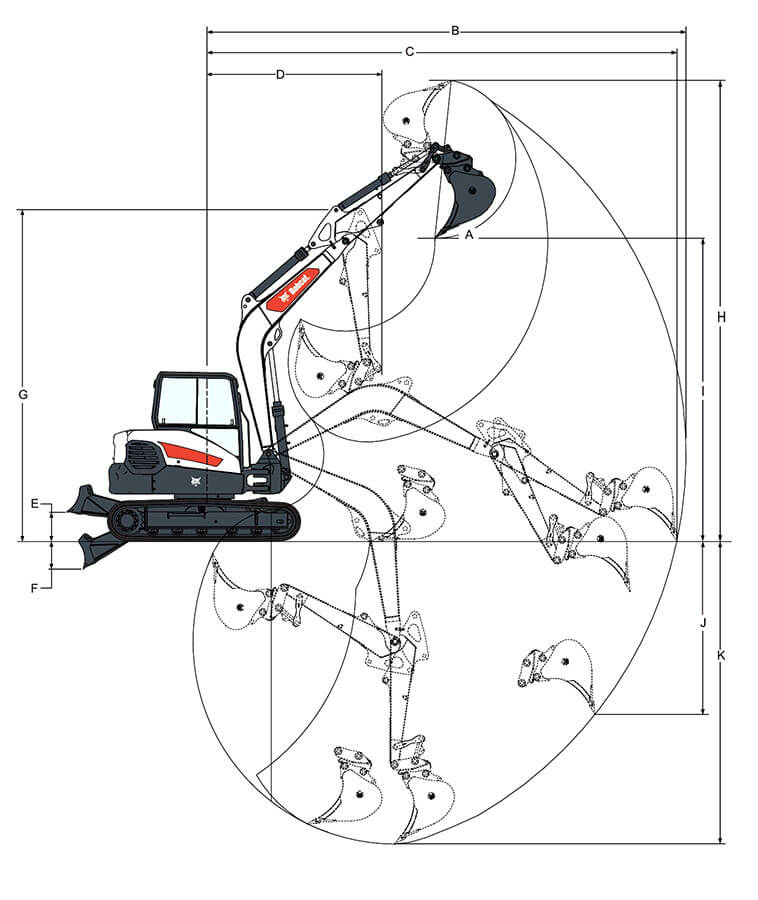 mini bager bobcat e88 raboten diapazon