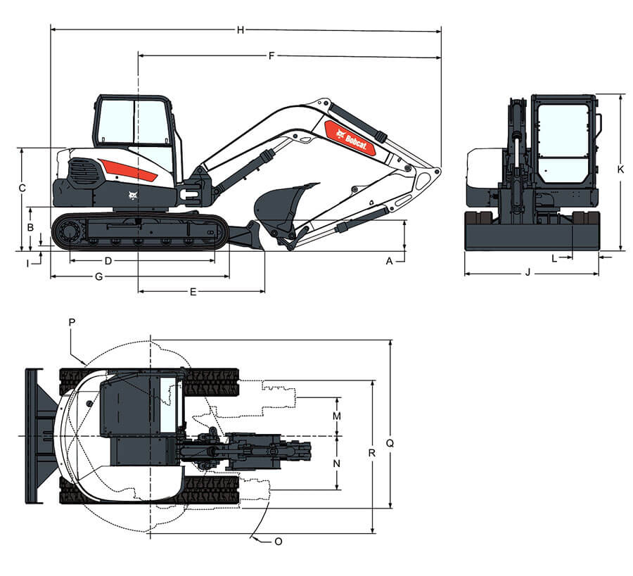mini bager bobcat e88 razmeri